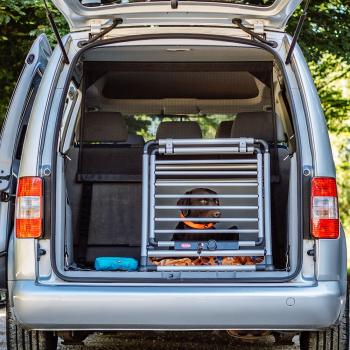 Hundebox Auto - Alu Transportbox Nobby Round Corner für Hunde, abschließbar, nach oben zu öffnen, eintürig